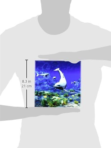 3drose CT_172906_1 Подводната сцена со делфин, ајкули и тропски риби-керамички плочки, 4-инчи