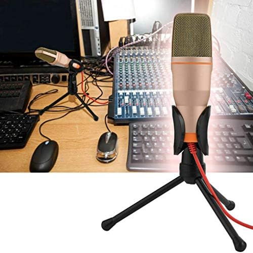 TWDYC рачен микрофон професионалец од 3,5 мм приклучок жичен звучен стерео микрофон со штанд статив за десктоп компјутер