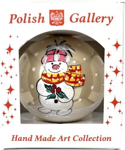Божиќен украс на полска галерија, снежен човек разнесена стаклена топка 3-инчен