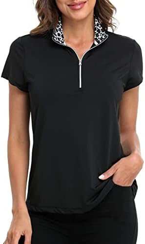 LRD женски голф поло маички со кратки ракави тениски кошула upf 30 четвртина патент нагоре