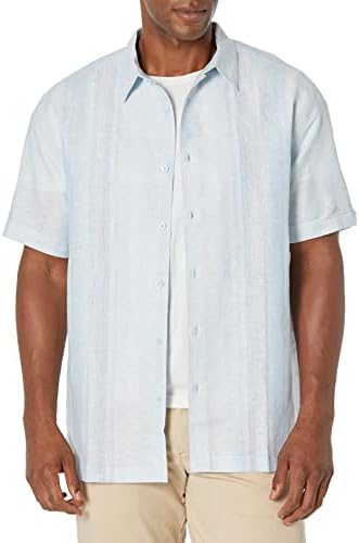 Машка постелнина за машка мешавина од боја, боја на омбре панел, кратка кошула со копче надолу од ракав