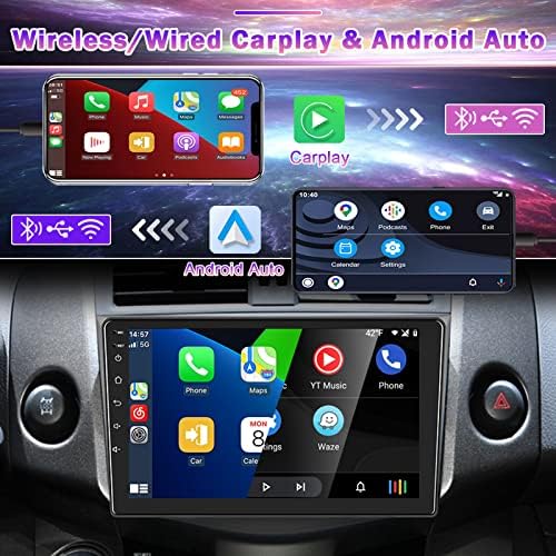 За 2007-2012 Тојота Рав4 Радио, Apple CarPlay Android 11 Автомобил Стерео Со Android Auto 9 Инчен Екран На Допир Bluetooth Автомобил Аудио Приемник