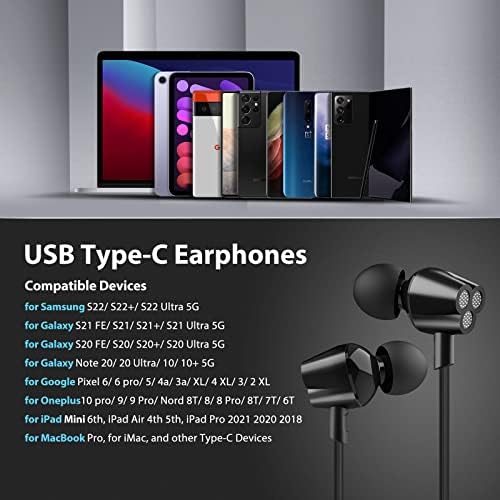 Слушалки за COOYA USB C за Samsung S22 Ultra S21 S20 Fe Galaxy Note 20
