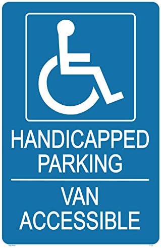 Знак за паркирање на хендикеп-паркинг резервиран за хендикепирани, УВ боја и заштита да трае подолго, метал без 'рѓа 18 x12 0,04
