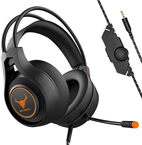 Слушалки за игри на KIKC PS4 стерео Xbox One слушалки жични слушалки за игри со микрофон со микрофон, преку слушалки за игри за уво за компјутер/Mac/PS4/Xbox