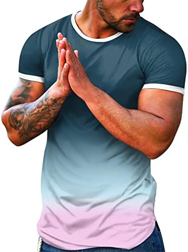 ZDDO маички за вежбање со кратки ракави летни екипи на екипажот на врвови градиент крпеница атлетски спортови бои за бои на маици господа