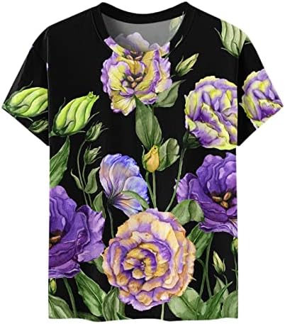 Кошули со долги ракави за жени за жени пролетна модна обична цветна печатена блуза врвови на екипаж графички маички лабави вклопени
