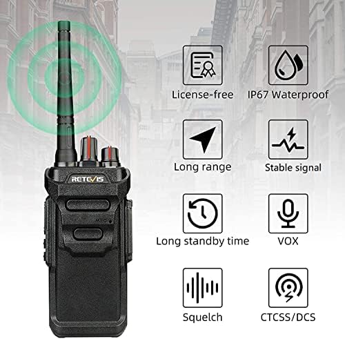 Retevis RT48 Walkie Talkie Водоотпорен, Walkie Talkies за возрасни, долг дострел, солиден, преносен двонасочен радија за комерцијална конструкција