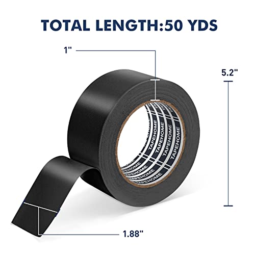 Тешка лента со црни канали - 1,88 инчи x 50 јарди, водоотпорна лента тешка, без остаток, силна јачина на индустриско одделение, лесно