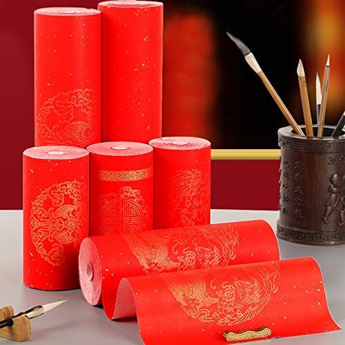 Мегрез Кинески пролетен фестивал Скролува црвена хартија Ксуан, празно задебелен кинески спојки Чунлијан хартија за новогодишни украси за