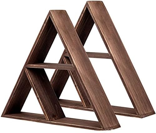 Pdgjg дрвена суспендирана декоративна решетка wallид мала ставка за складирање на ретро дрво триаголник решетката за складирање на триаголник