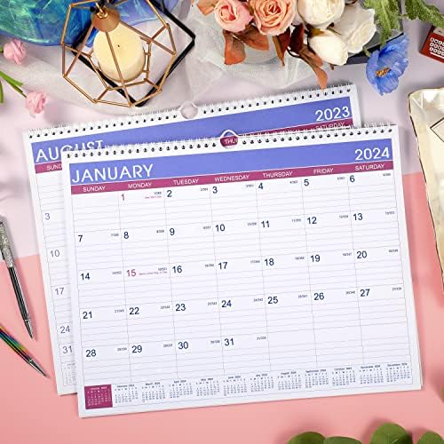 Календар на wallидови 2023-2024-Календар 2023-2024, јули 2023 до декември 2024 година, 15 x 11,5, 18 месечен календар со густа хартија, врзување