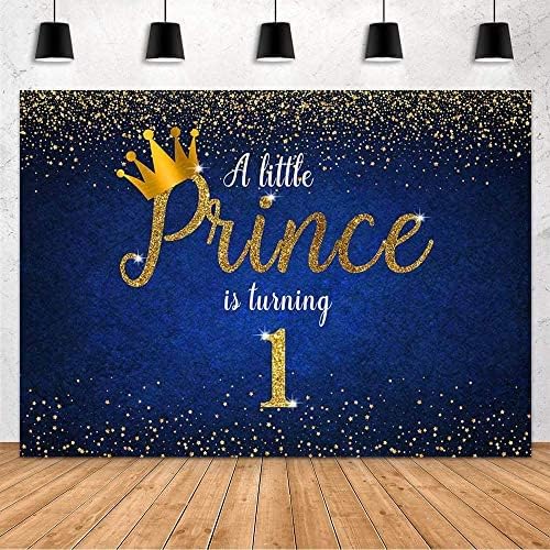 Мохофонд принц момче 1 -ви роденденска декорација Заднина Златна круна Сјај Сјај starвезда Малиот принц врти 1 сина фотографија во