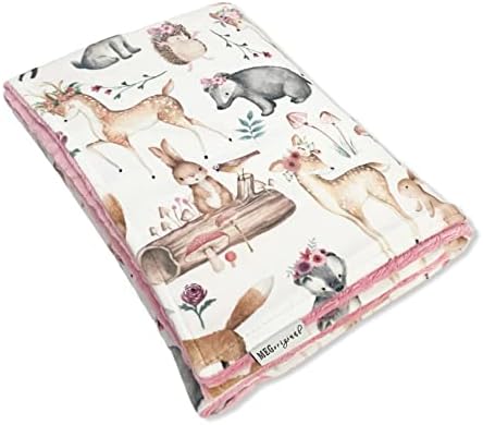 Мег Оригинални слатки миленици девојче минки ќебе, тема за животни од шумски предели, направени во САД