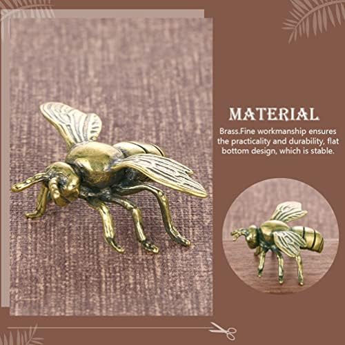 Фигурини на злато пчела ИМИКЕЈА: 3 парчиња гроздобер месинг пчела статуи Декоративен месинг животински украс DIY занает мала метална