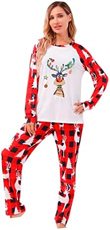 Семејни Божиќни пижами за појавување на пижами, Божиќни џеми, симпатична ирваси печати PJS празнична забава облека за облека за спиење