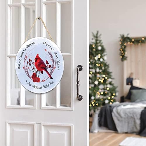 Алиојоит рустикален круг дрвен знак кардинал птица со цитат добредојде знак село семејство знак семеен знак за влезна врата двор Божиќ Божиќ