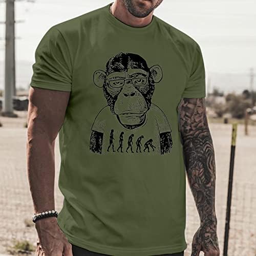 Летни маици на Ubst за кратки ракави за мажи, улична шимпанза мајмун за печатење на екипаж на врвови на врвови со обична маичка со редовно