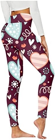 Oplxuo жени со високи половини хеланки Смешни ден на вinesубените Ден на срцеви печати јога панталони Панталони фитнес слаби