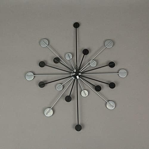 Зекос со модерен стил на средниот век, црно-сребрен метал накит со атомски starвездички wallид декор виси сет од 3