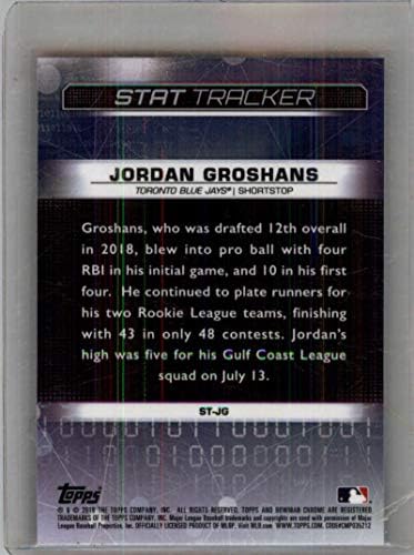 2019 Bowman Chrome Stat Tracker ST-JG Jordan Groshans RC RC Dookie Toronto Blue Jays MLB Baseball Trading Card
