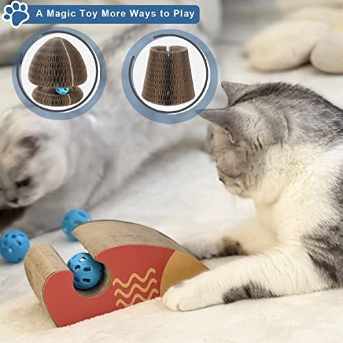 Магија Орган Мачка Гребење Одбор, Преклопен Мачка Играчка Со Ѕвонче Топката За Мачка Затворен Играње