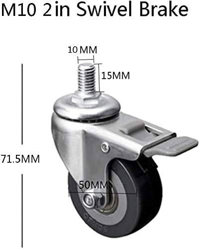 НИЈАНКСИН 4 Спакувајте Вртливи Матични Тркалца Со Сопирачка, Полиуретанска Замена На Тркалца За Мебел, 038/50мм Навртувана Завртка