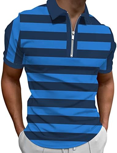 XXBR MENS ZIPPER POLO кошули Краток ракав летен лента за печатење тенис со врвови на атлетски спортови за голф -кошула за голф