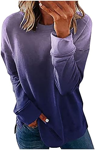 Kcjgikpok цврста боја преголема џемпер за жени обична блуза обичен долг ракав лабав вклопување на топ маичка со маици