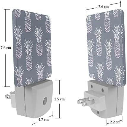 Комплет Од 2 Лед Ноќни Светла Приклучете Се Во Ѕиден Декоративен Ананас Сив Детски Ноќен Светлосен Автоматски Сензор За Движење Самрак До