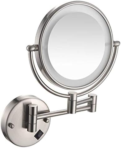 LED Шминка Суета Огледало, Двострани Ѕид Монтирани Убавина Огледало Зголемување Бања Огледало 360°Вртливата Продолжување Козметички