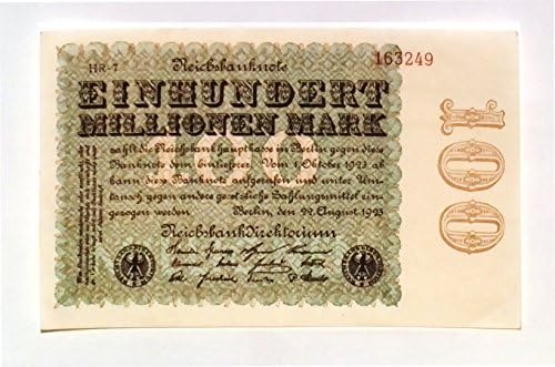 1923 Германија Хипер Инфлација Целосен сет На Автентични белешки 1 до 100 Милиони Марки Банкноти