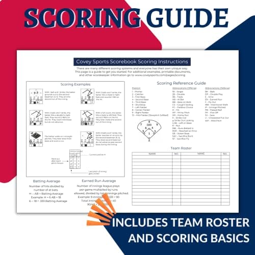 Кови Бејзбол Софтбол Книга Со Резултати Рамо До Рамо Формат - - Книга За Чување Резултати Со Листови Дизајнирани Да Го Олеснат Постигнувањето