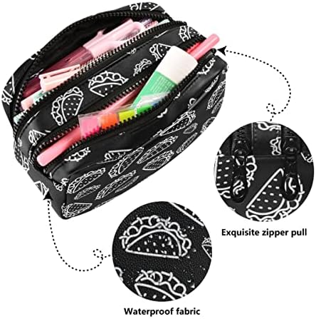Глафи ​​тако шема црна молив случај со голем капацитет торбичка за молив, преносна козметичка торба за училишни канцелариски колеџ патувања
