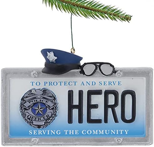 Полициски Божиќни украси за украси, колекција за празници за херој - регистарска табличка за херој за полицајци, полицајци и жени од Божиќни