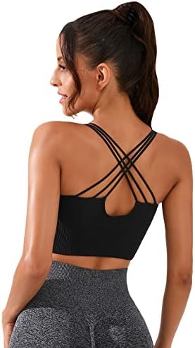 Milumia Crisscross Crisscross Back Sports Sports Bras Беспрекорен средна поддршка јога градник