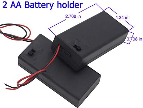 Аа држач за батерии со прекинувач и покритие: 1 парчиња држач за батерии АА со капакот, држач за батерии од 1pc 2 АА со прекинувач, држач за