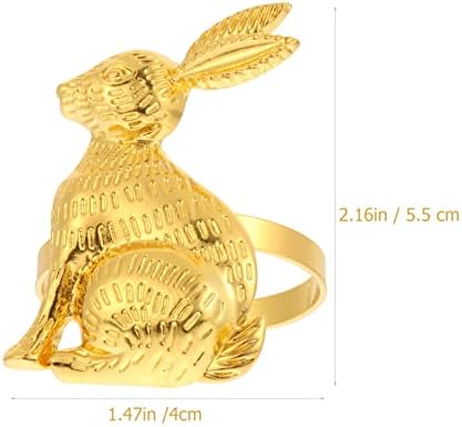 Абоофан 4 парчиња Велигден зајак прстен метал држач за салфетка декоративни зајаче салфетки за салјови за салфетки за свадба