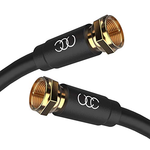 Коаксијален кабел 30ft - Трикратен заштитен Coax Coax TV кабел за кабел во inид со обложување на злато позлатени конектори Дигитално