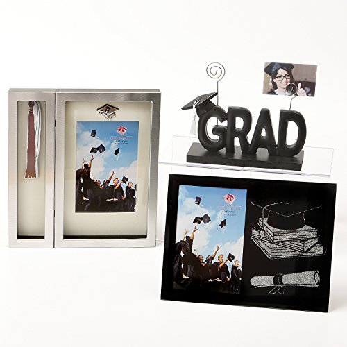 Пакет за дипломирање - држач за слика на црн клип - Табела за дипломирање 4 x 6 Рамка за слика - Дипломирање со сребро 4 x 6 Тематска