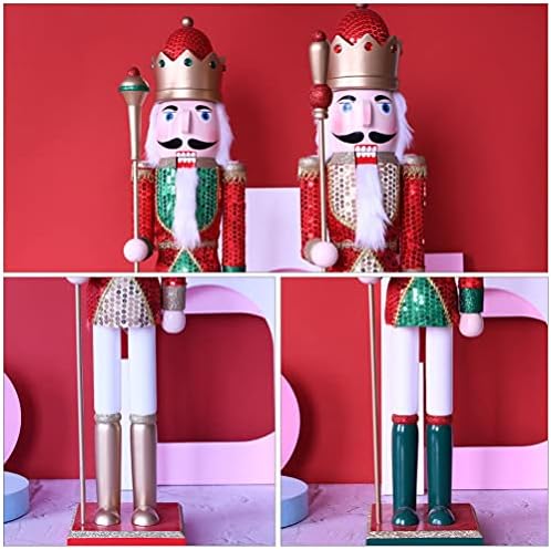 Kesyoo Nativity Decor 2pcs Божиќни дрвени оревици кукла 60см, занаетчиски сјајни секвенци Божиќ Декоративни куклички биро за кукли