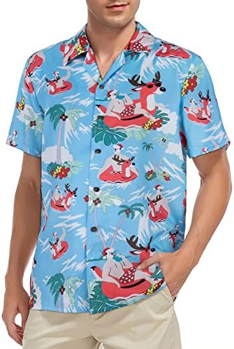 Хавајски кошули за мажи случајни копче надолу со кошули со плажа со кратки ракави со цвеќиња со цветни ракави
