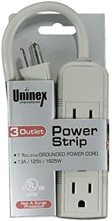 Uninex PS28U Компактна заземјена лента за напојување со 3-излез, UL наведена, 1-нога, 2-пакет