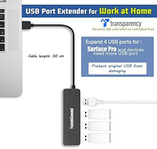 4 - ПОРТ USB Центар 3.0, USB Сплитер T-Sound ЗА Лаптоп, Ps4 Тастатура И Адаптер За Глувче За Dell, Asus, HP, Macbook Air, Површина Pro, Acer, Xbox,