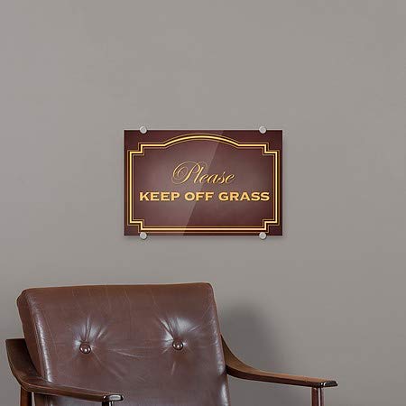 CGSignLab | „Ве молиме, продолжете со трева -класична кафеава“ Премиум акрилен знак | 18 x12