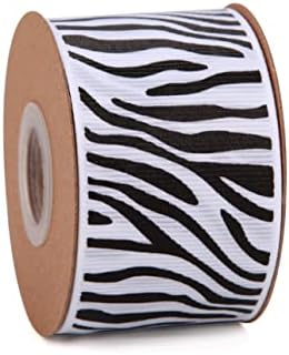 Месеј џунгла животински панделки 1-1/2 инчи x 20 јарди сафари животно завиткување црно-бела зебра печатена лента за DIY занает, декор на
