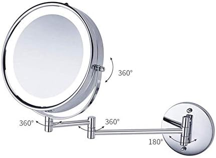 Ларро Wallид монтиран 8,5 инчен огледало за шминка 5x зголемување на суета огледало без ротација што може да се прошири на батеријата