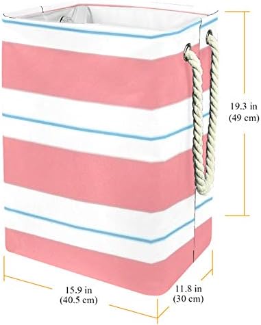 Нехомер Розови И Бели Ленти 300д Оксфорд Пвц Водоотпорна Облека Ја Попречува Големата Корпа За Перење За Ќебиња Играчки За Облека Во