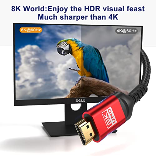 ALLEASA 8K HDMI Кабел, Ултра 48Gbps Голема Брзина 2 FT HDMI Кабел, 2 Нога hdmi Кабел-4K@120hz 8K@120hz, eARC, HDR10, DTS: X, HDCP 2.2 &засилувач;