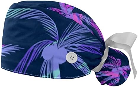 Цветно цвеќе прилагодливо работно капаче со држач за конска опашка, 2 пакувања чистејќи капа за капа за мажи и жени, една големина